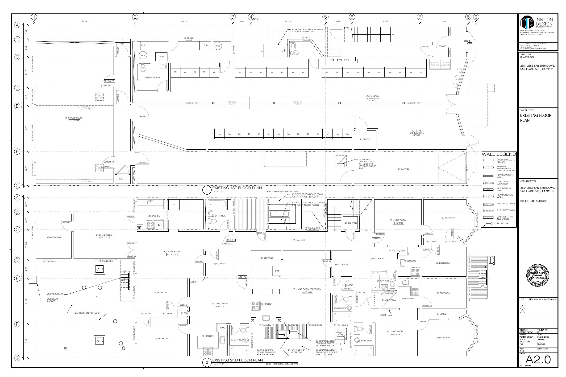A2.0 EXISTING FLOOR PLAN