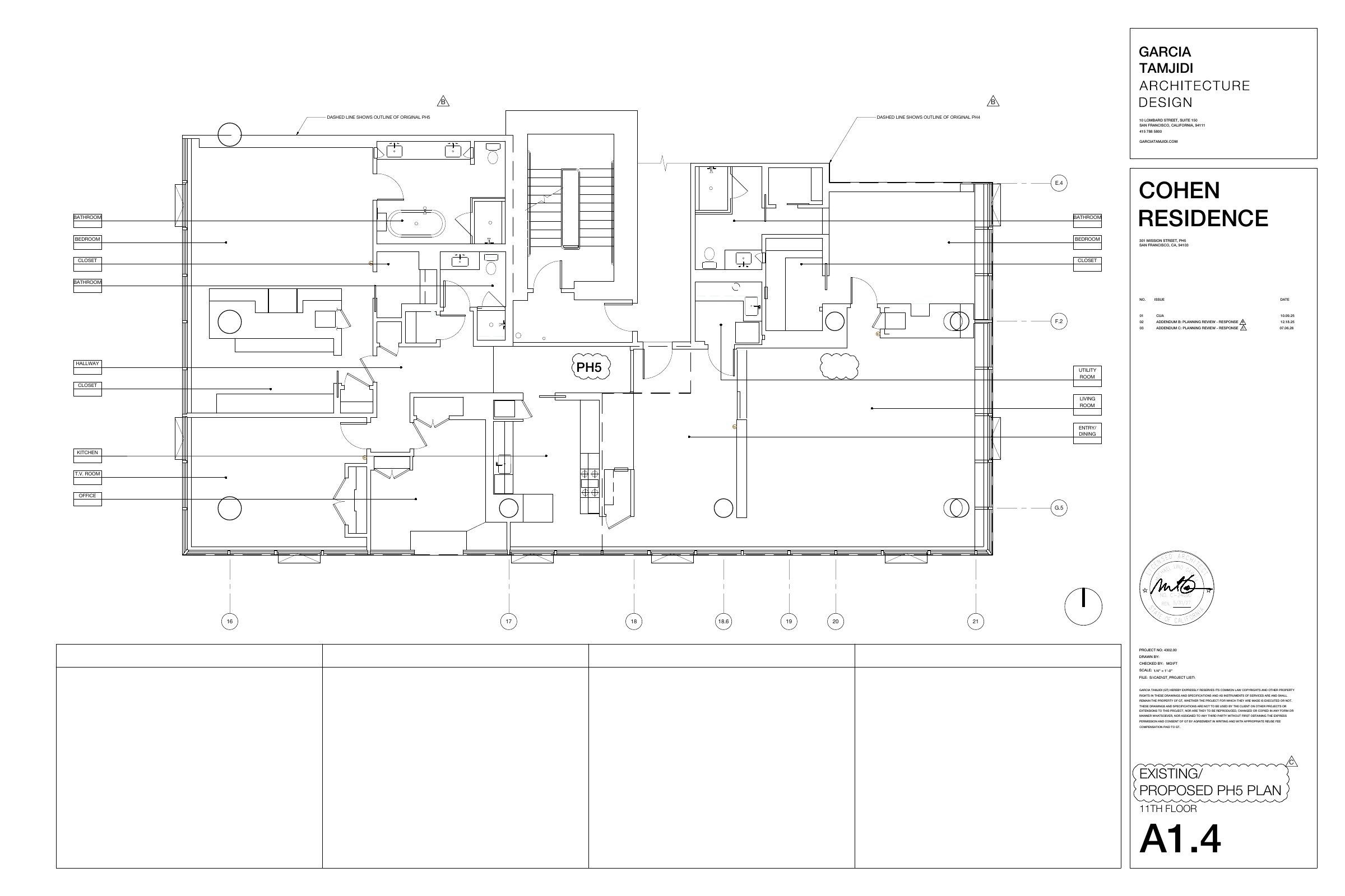 A1.4 EXISTING/PROPOSED PH5 FLOOR PLAN