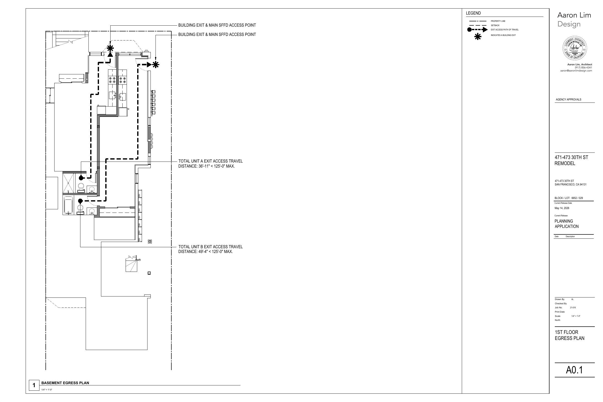 A0.1 BASEMENT EGRESS PLAN