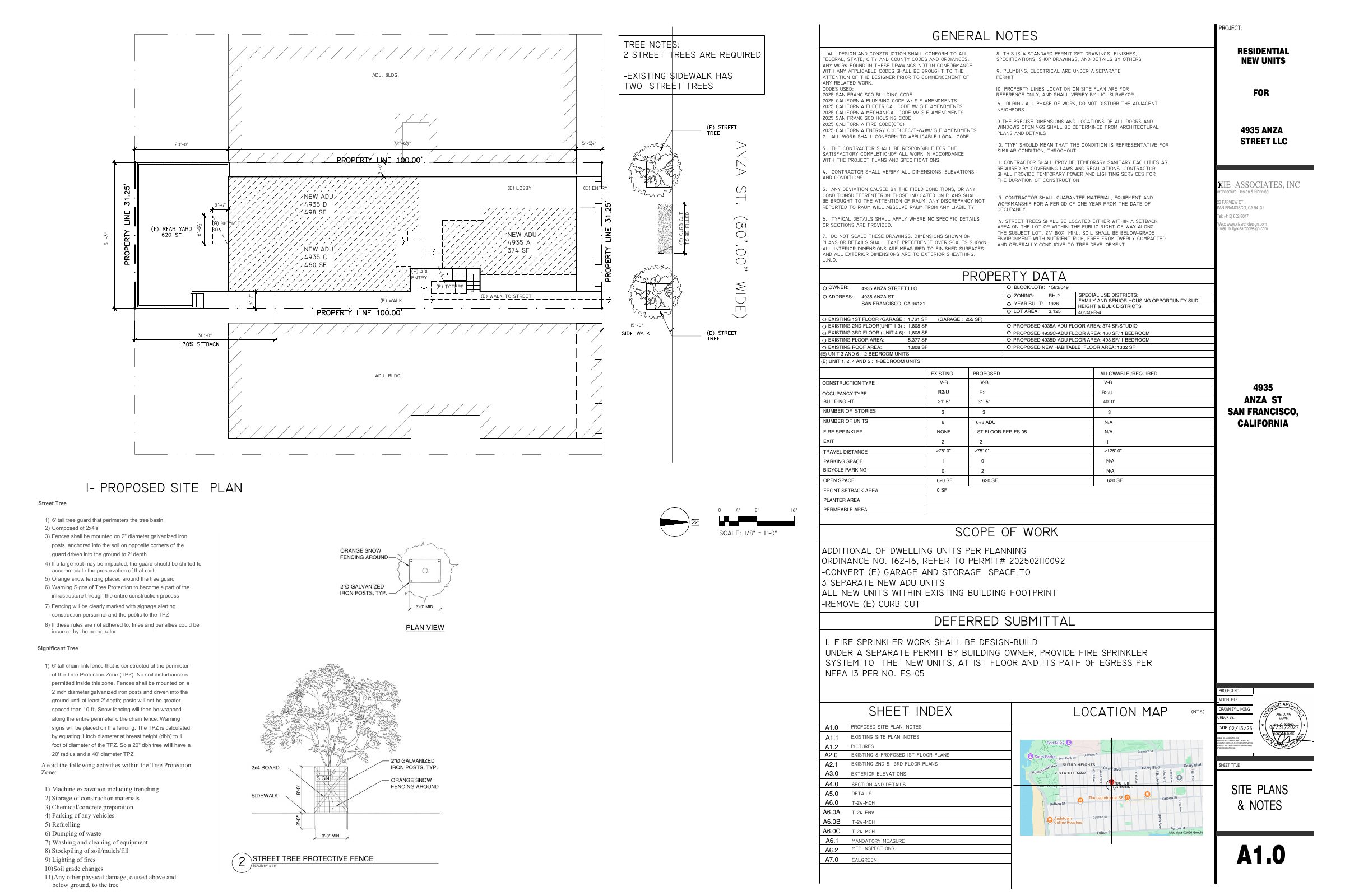 A1.0 PROPOSED SITE PLAN, NOTES
